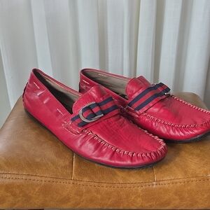 Steve Madden Red Leather Slip-On Loafers